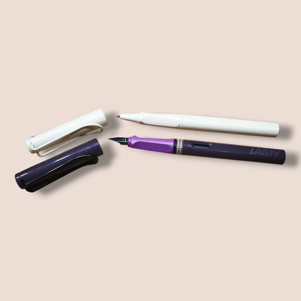 Lamy - Safari Füller violet blackberry und Tintenroller cream