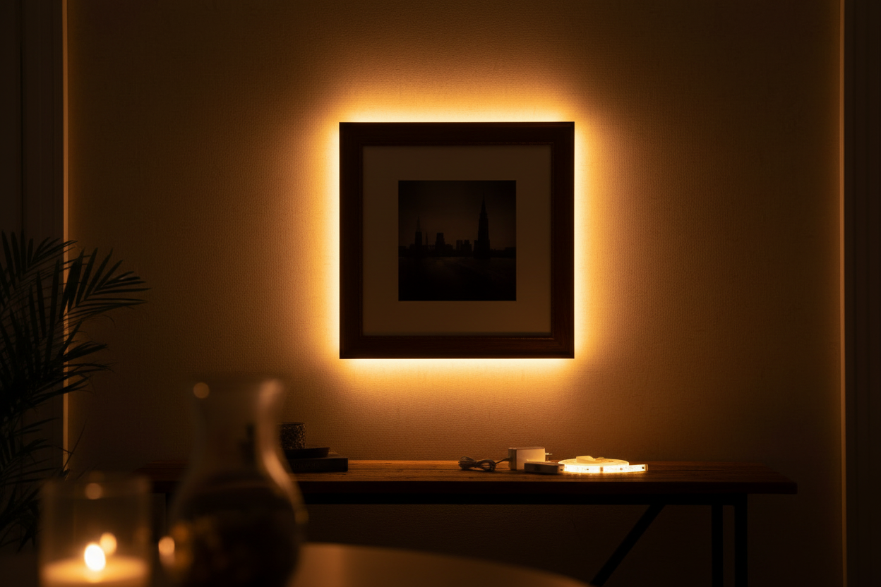 Eve LED Lichtstreifen hinter Bild